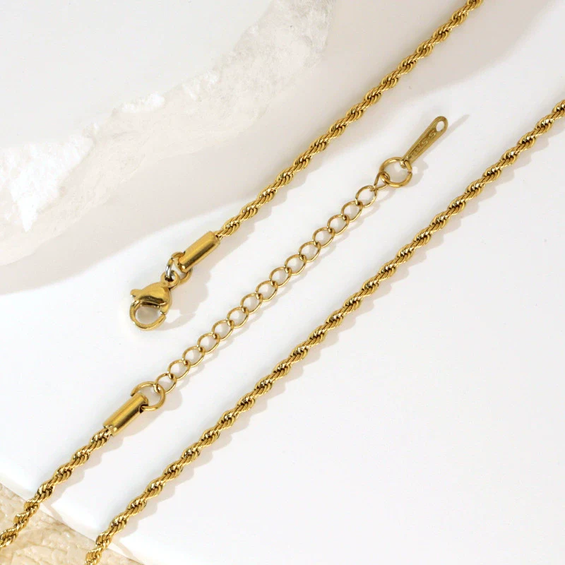 Stainless Steel Vacuum Electroplated Naked Chain Twist Chain Blade Round Snake Chain Single Chain Clavicle Chain Plain Chain - Image 3