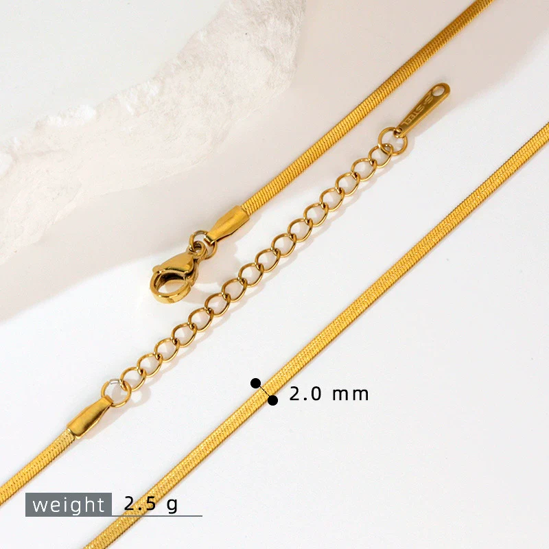 Stainless Steel Vacuum Electroplated Naked Chain Twist Chain Blade Round Snake Chain Single Chain Clavicle Chain Plain Chain - Image 6