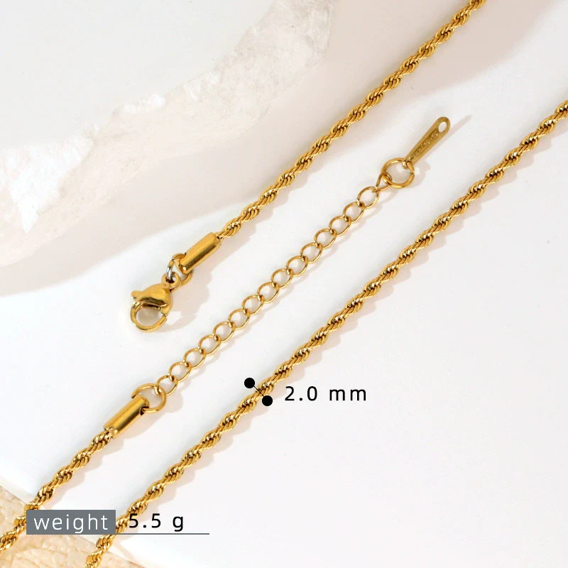 Stainless Steel Vacuum Electroplated Naked Chain Twist Chain Blade Round Snake Chain Single Chain Clavicle Chain Plain Chain - Image 8