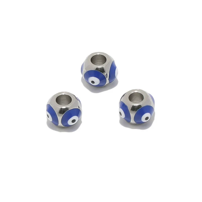 Stainless Steel Vacuum Plated Dripping Oil Eyes Pattern Bracelet Loose Beads - Image 10