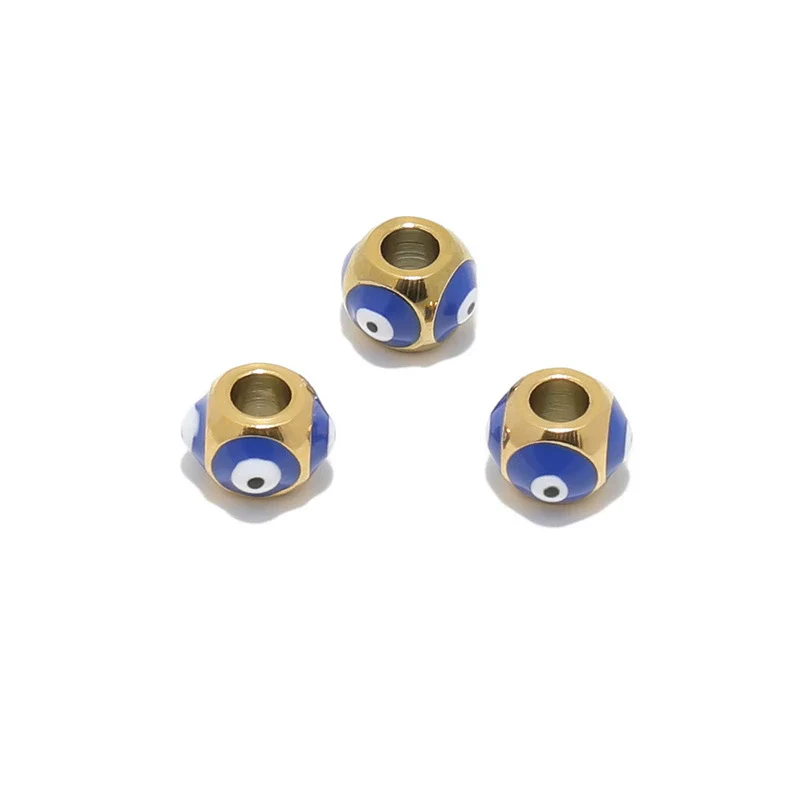 Stainless Steel Vacuum Plated Dripping Oil Eyes Pattern Bracelet Loose Beads - Image 11