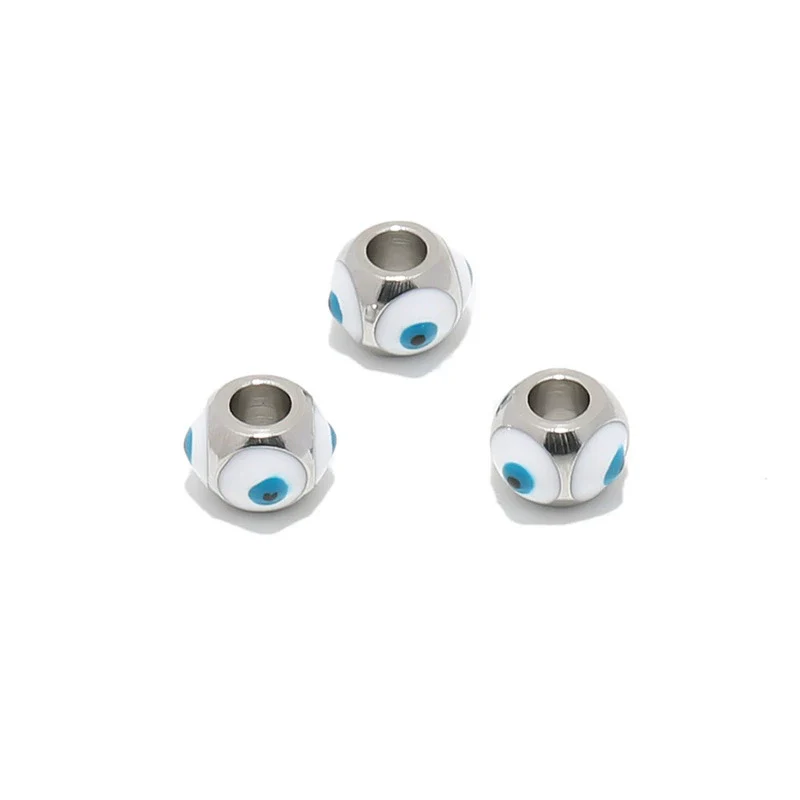 Stainless Steel Vacuum Plated Dripping Oil Eyes Pattern Bracelet Loose Beads - Image 14