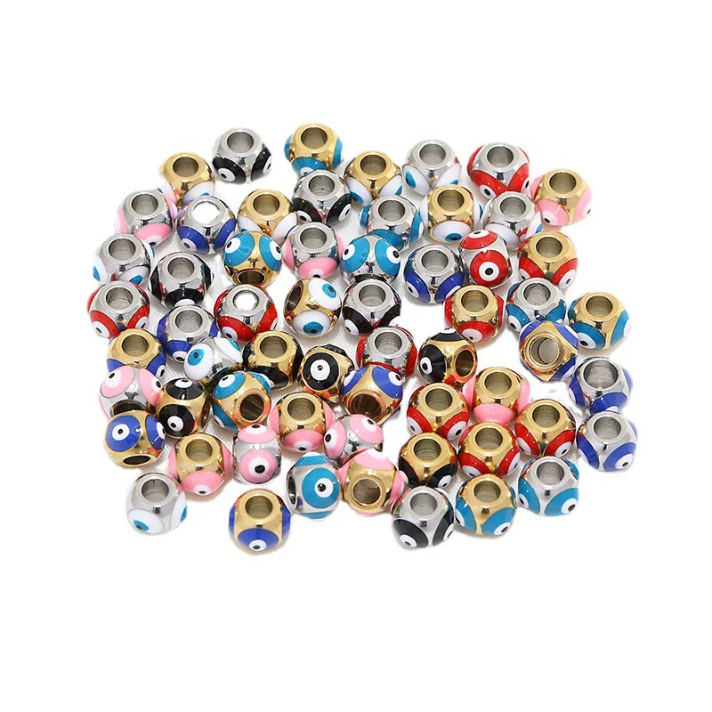 Stainless Steel Vacuum Plated Dripping Oil Eyes Pattern Bracelet Loose Beads - Image 3