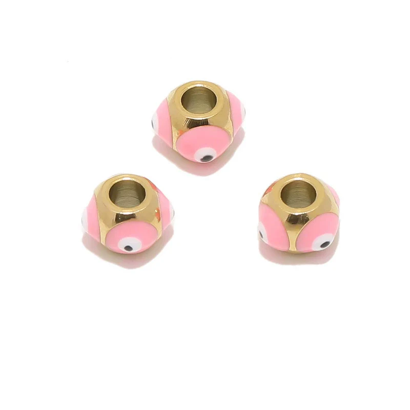 Stainless Steel Vacuum Plated Dripping Oil Eyes Pattern Bracelet Loose Beads - Image 5