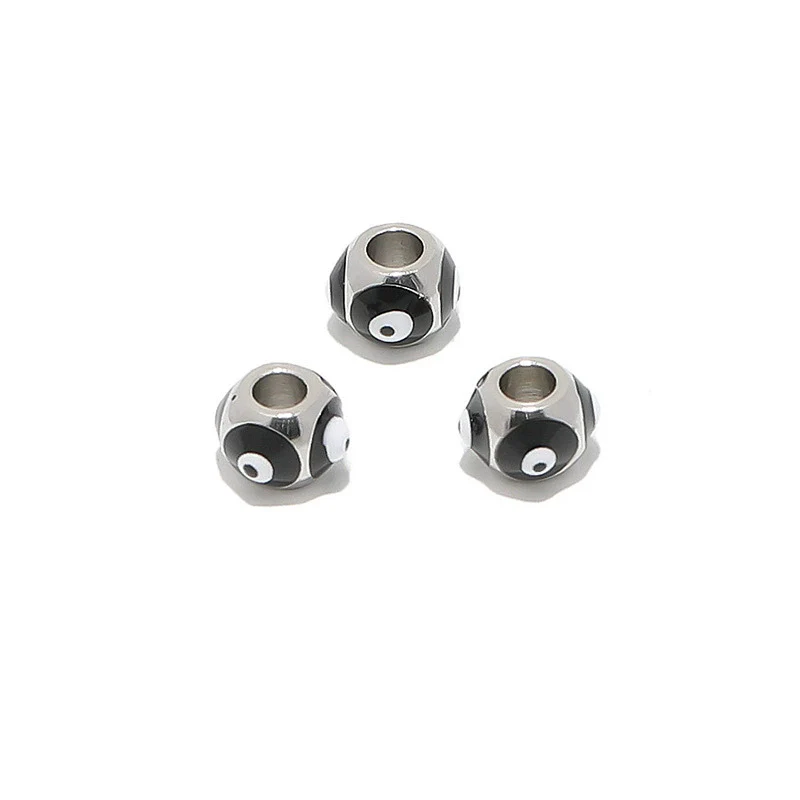 Stainless Steel Vacuum Plated Dripping Oil Eyes Pattern Bracelet Loose Beads - Image 6