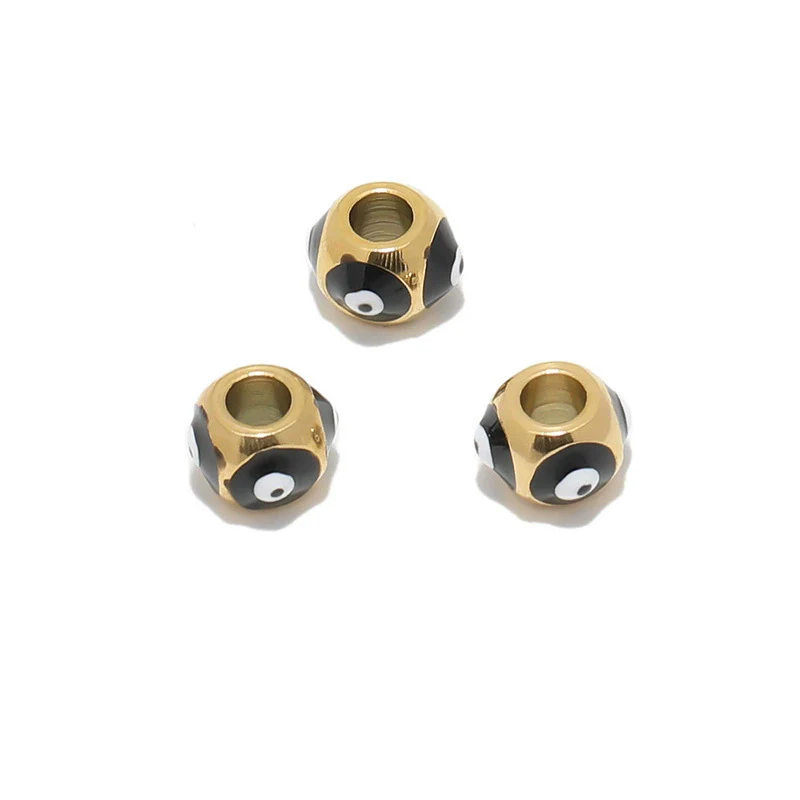 Stainless Steel Vacuum Plated Dripping Oil Eyes Pattern Bracelet Loose Beads - Image 7