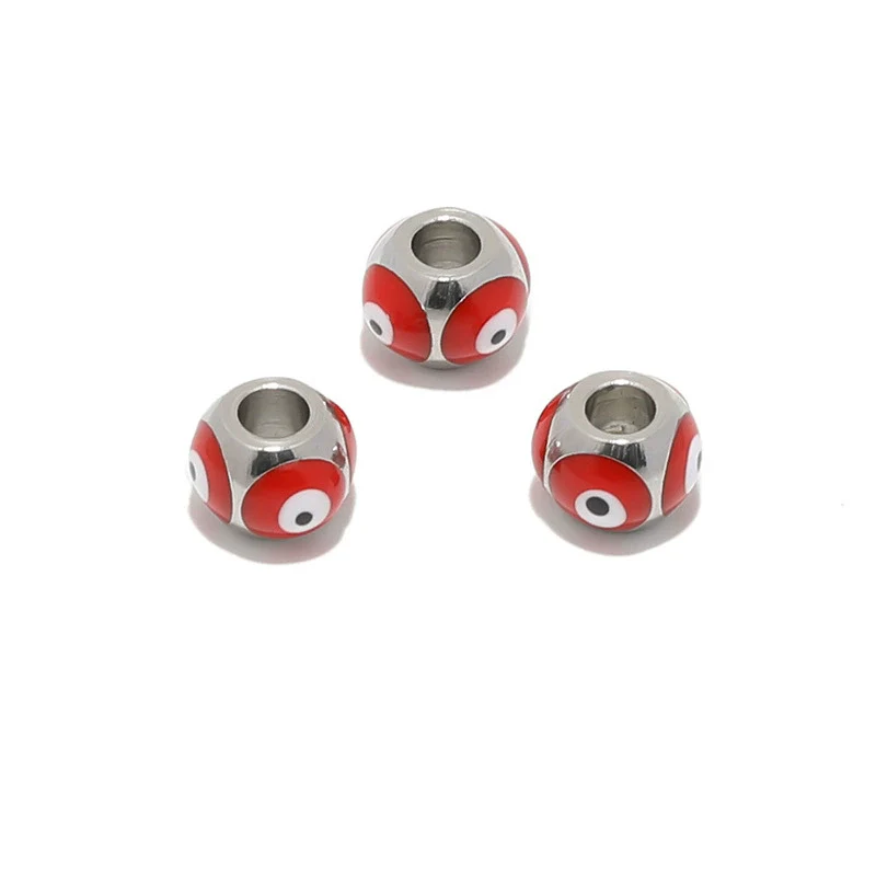 Stainless Steel Vacuum Plated Dripping Oil Eyes Pattern Bracelet Loose Beads - Image 8