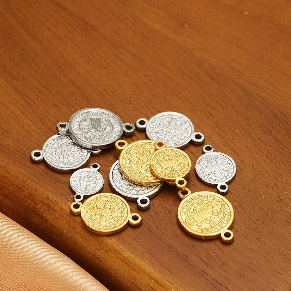 Stainless Steel Vintage Religious Double Hole Pendant Electroplated For Diy Bracelet Necklace Accessories - Image 2