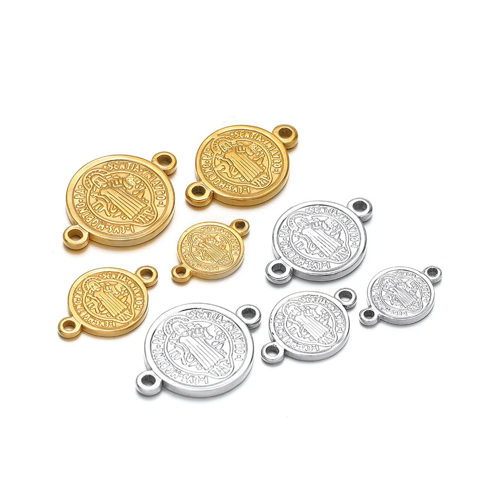 Stainless Steel Vintage Religious Double Hole Pendant Electroplated For Diy Bracelet Necklace Accessories - Image 3