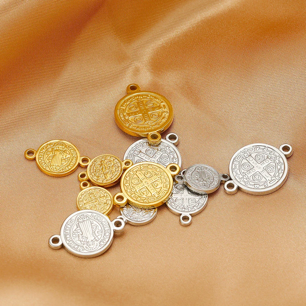 Stainless Steel Vintage Religious Double Hole Pendant Electroplated For Diy Bracelet Necklace Accessories - Image 4