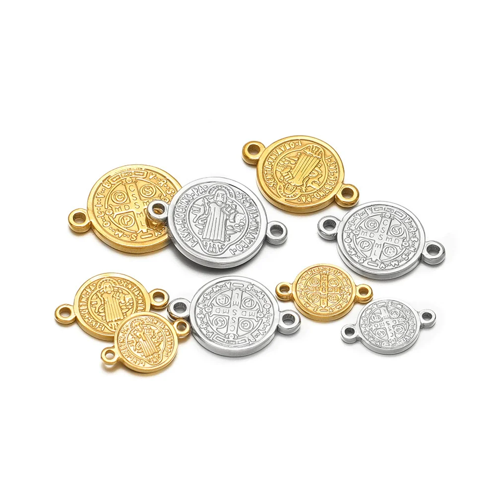 Stainless Steel Vintage Religious Double Hole Pendant Electroplated For Diy Bracelet Necklace Accessories - Image 5