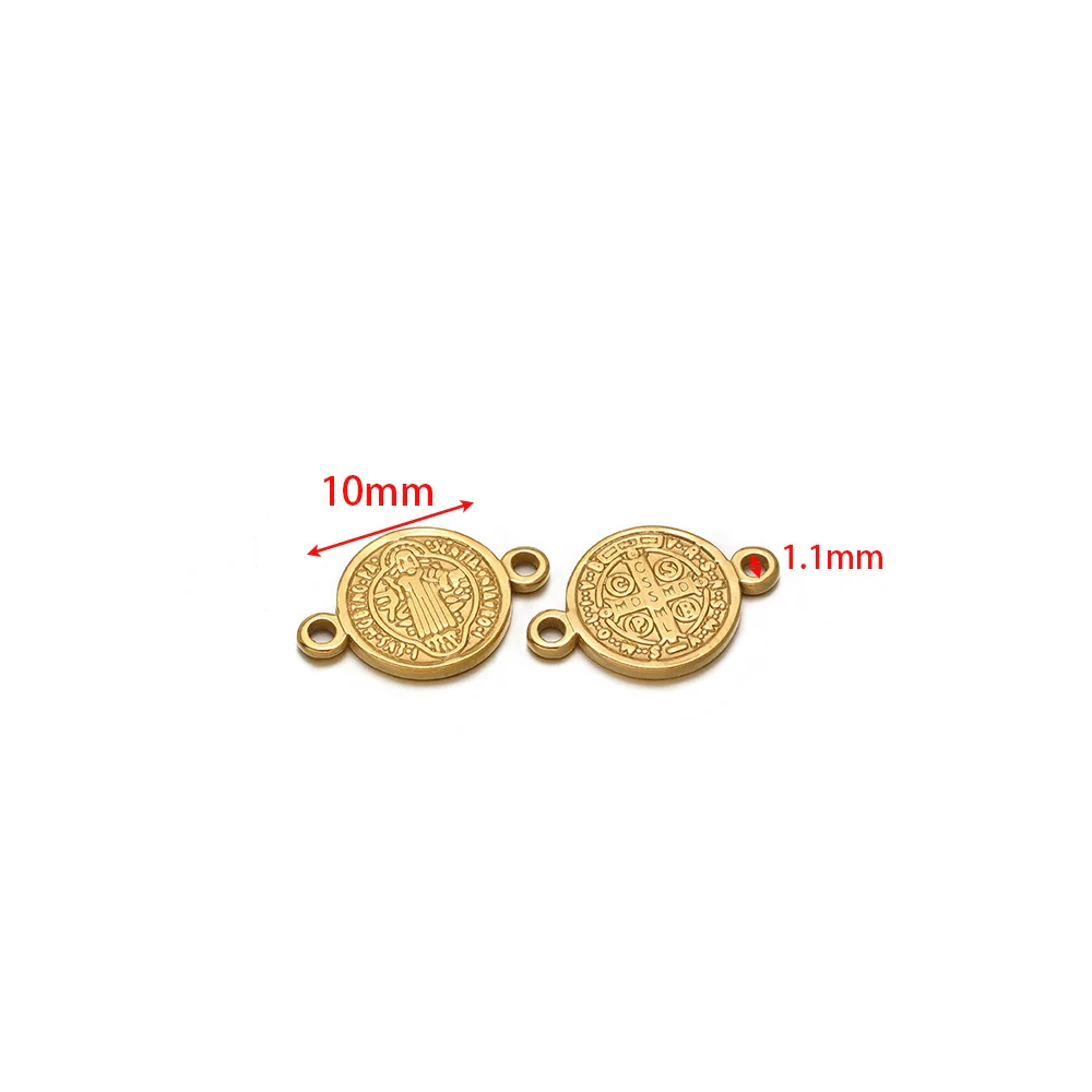Stainless Steel Vintage Religious Double Hole Pendant Electroplated For Diy Bracelet Necklace Accessories - Image 6