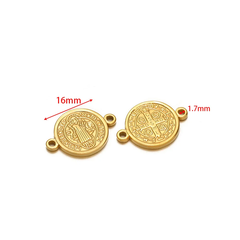 Stainless Steel Vintage Religious Double Hole Pendant Electroplated For Diy Bracelet Necklace Accessories - Image 9