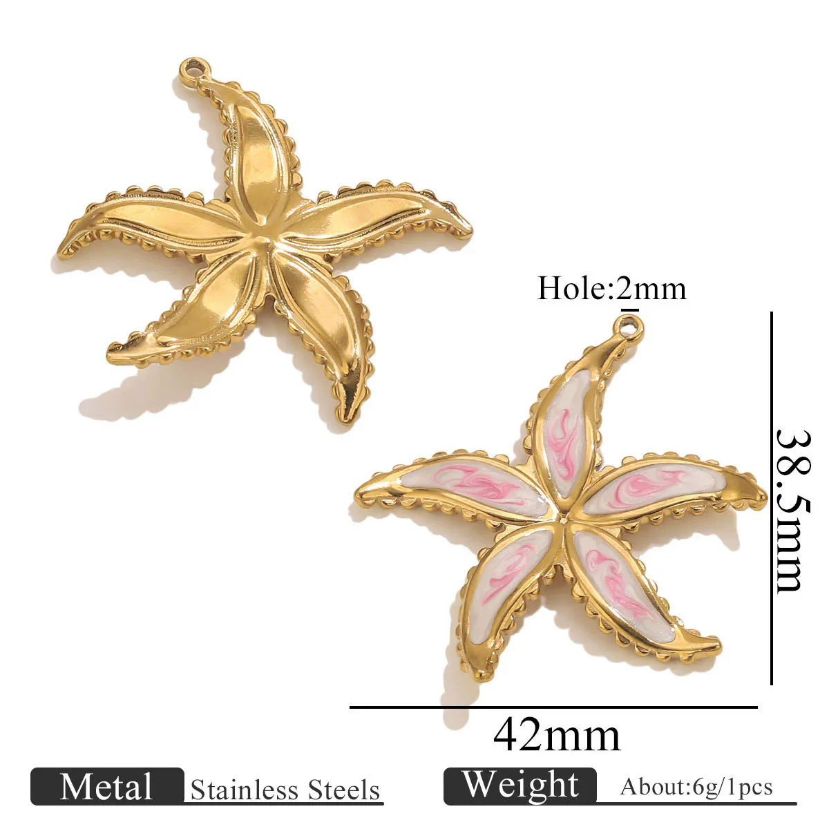 Stainless Steel Water Drop Shell Inlaid Pearl Starfish Oval Pendant Electroplated Diy Accessories Wholesale - Image 16