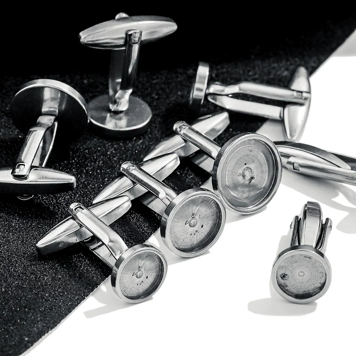 Stainless Steel Waterproof Cufflinks Flower Tray Style Diy Accessories Environmentally Friendly - Image 2