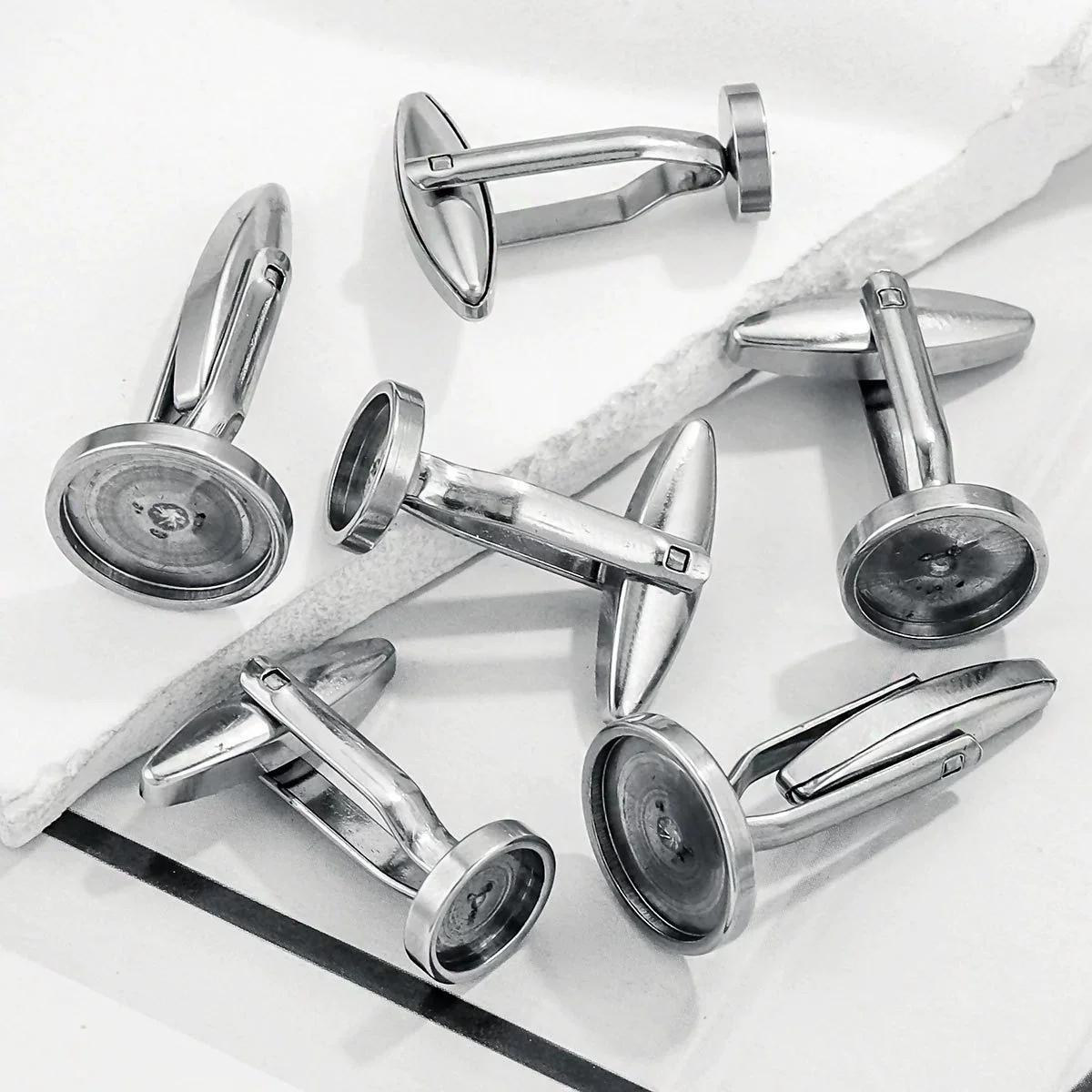 Stainless Steel Waterproof Cufflinks Flower Tray Style Diy Accessories Environmentally Friendly - Image 3
