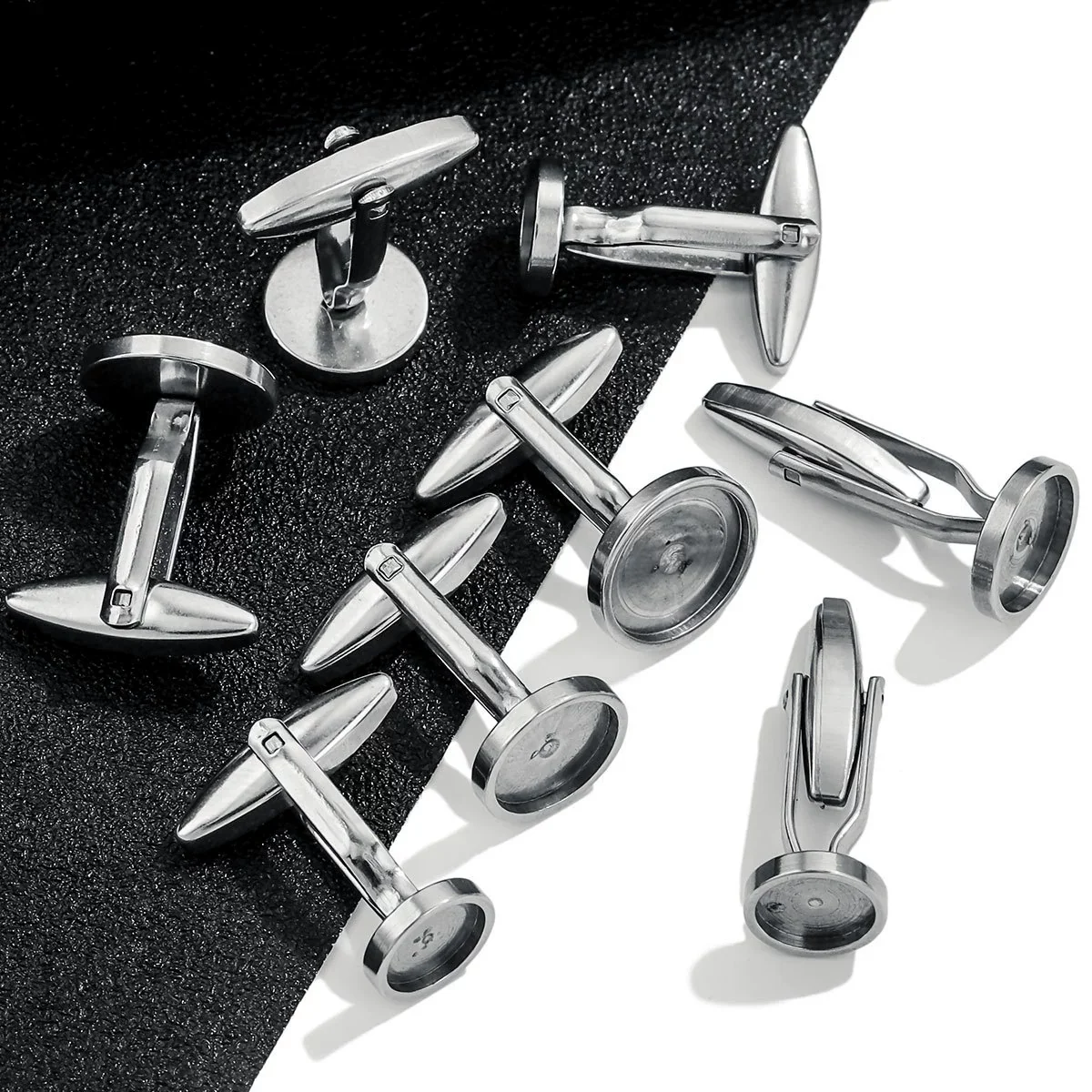 Stainless Steel Waterproof Cufflinks Flower Tray Style Diy Accessories Environmentally Friendly - Image 4