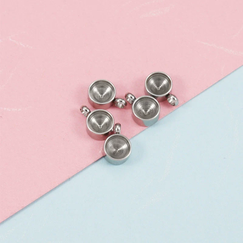 Stainless Steel Welding Ring Drill Cup Base Jewelry Accessories Birthstone Pendant Base Electroplated - Image 5