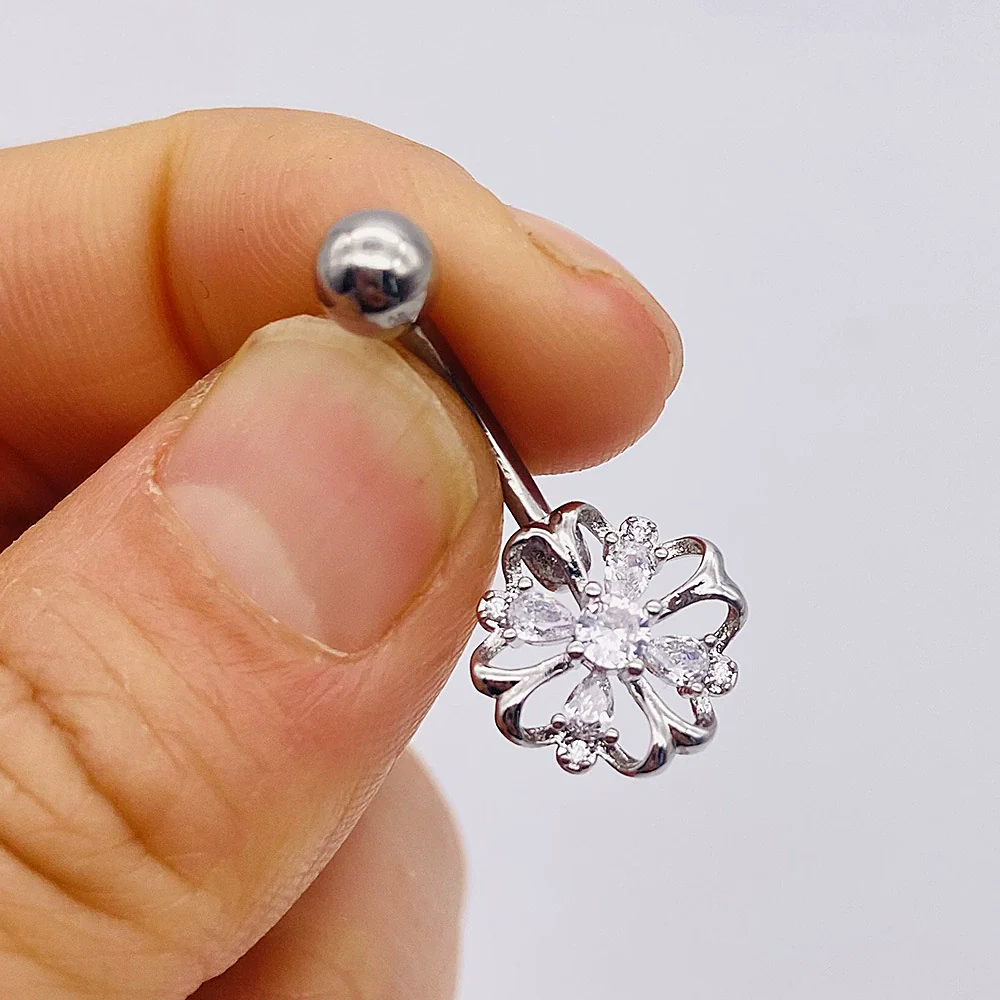 Stainless Steel Women's Body Piercing Jewelry Navel Ring With Heartshaped Butterfly Starshaped Leaves Pendant Alloy Inlaid Artificial And Semiprecious Stones Electroplated - Image 10