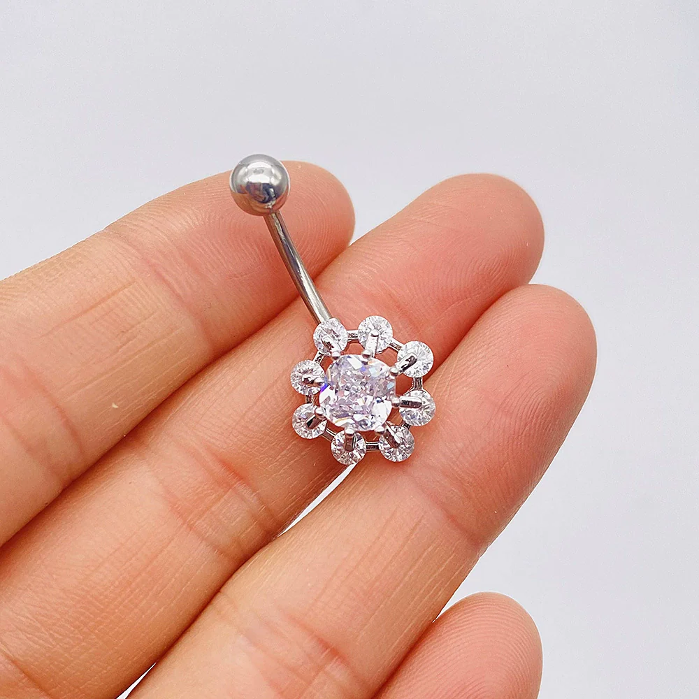 Stainless Steel Women's Body Piercing Jewelry Navel Ring With Heartshaped Butterfly Starshaped Leaves Pendant Alloy Inlaid Artificial And Semiprecious Stones Electroplated - Image 11