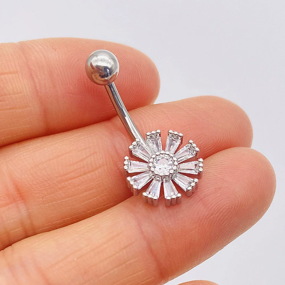 Stainless Steel Women's Body Piercing Jewelry Navel Ring With Heartshaped Butterfly Starshaped Leaves Pendant Alloy Inlaid Artificial And Semiprecious Stones Electroplated - Image 13