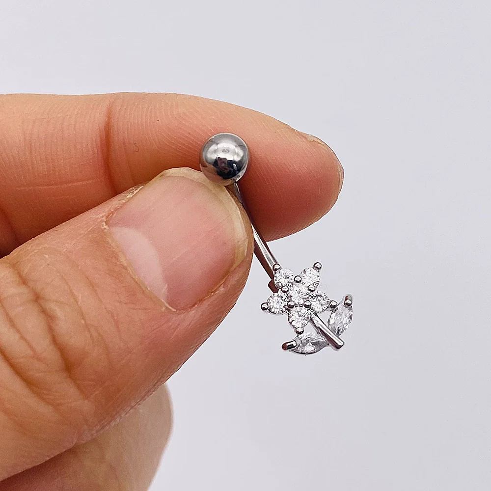 Stainless Steel Women's Body Piercing Jewelry Navel Ring With Heartshaped Butterfly Starshaped Leaves Pendant Alloy Inlaid Artificial And Semiprecious Stones Electroplated - Image 14