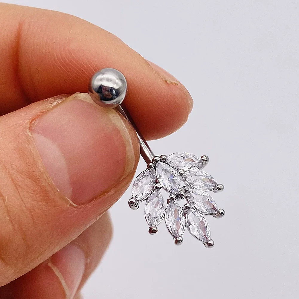 Stainless Steel Women's Body Piercing Jewelry Navel Ring With Heartshaped Butterfly Starshaped Leaves Pendant Alloy Inlaid Artificial And Semiprecious Stones Electroplated - Image 16