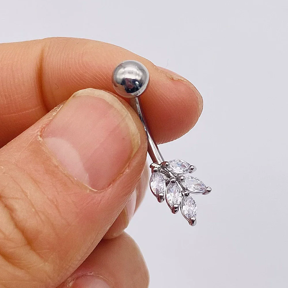 Stainless Steel Women's Body Piercing Jewelry Navel Ring With Heartshaped Butterfly Starshaped Leaves Pendant Alloy Inlaid Artificial And Semiprecious Stones Electroplated - Image 17