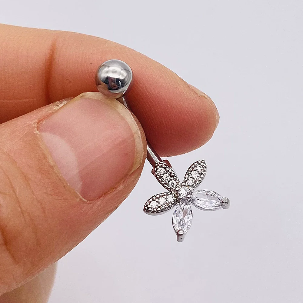 Stainless Steel Women's Body Piercing Jewelry Navel Ring With Heartshaped Butterfly Starshaped Leaves Pendant Alloy Inlaid Artificial And Semiprecious Stones Electroplated - Image 21