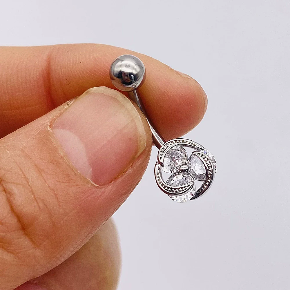 Stainless Steel Women's Body Piercing Jewelry Navel Ring With Heartshaped Butterfly Starshaped Leaves Pendant Alloy Inlaid Artificial And Semiprecious Stones Electroplated - Image 22