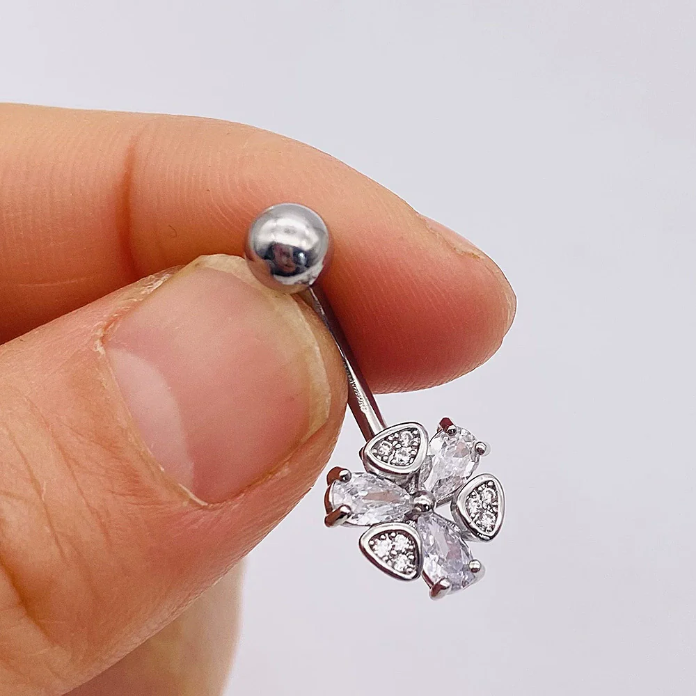 Stainless Steel Women's Body Piercing Jewelry Navel Ring With Heartshaped Butterfly Starshaped Leaves Pendant Alloy Inlaid Artificial And Semiprecious Stones Electroplated - Image 27