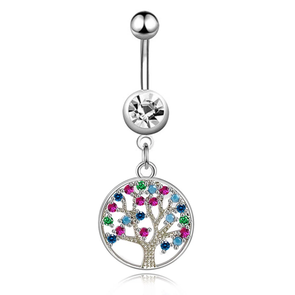 Stainless Steel Women's Body Piercing Jewelry Navel Ring With Heartshaped Butterfly Starshaped Leaves Pendant Alloy Inlaid Artificial And Semiprecious Stones Electroplated - Image 33