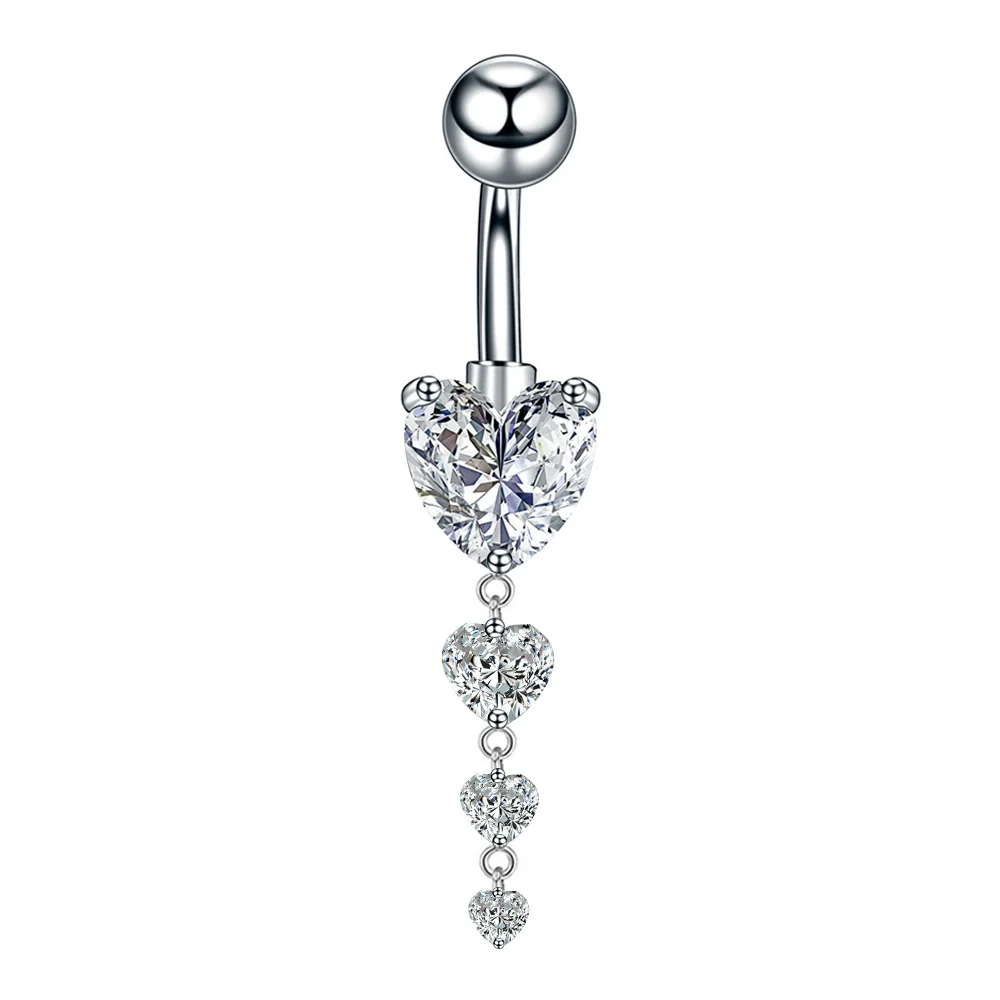 Stainless Steel Women's Body Piercing Jewelry Navel Ring With Heartshaped Butterfly Starshaped Leaves Pendant Alloy Inlaid Artificial And Semiprecious Stones Electroplated - Image 35