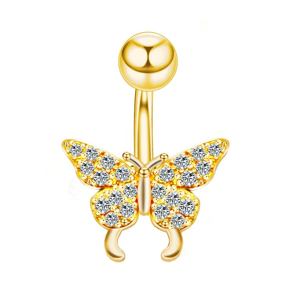 Stainless Steel Women's Body Piercing Jewelry Navel Ring With Heartshaped Butterfly Starshaped Leaves Pendant Alloy Inlaid Artificial And Semiprecious Stones Electroplated - Image 39