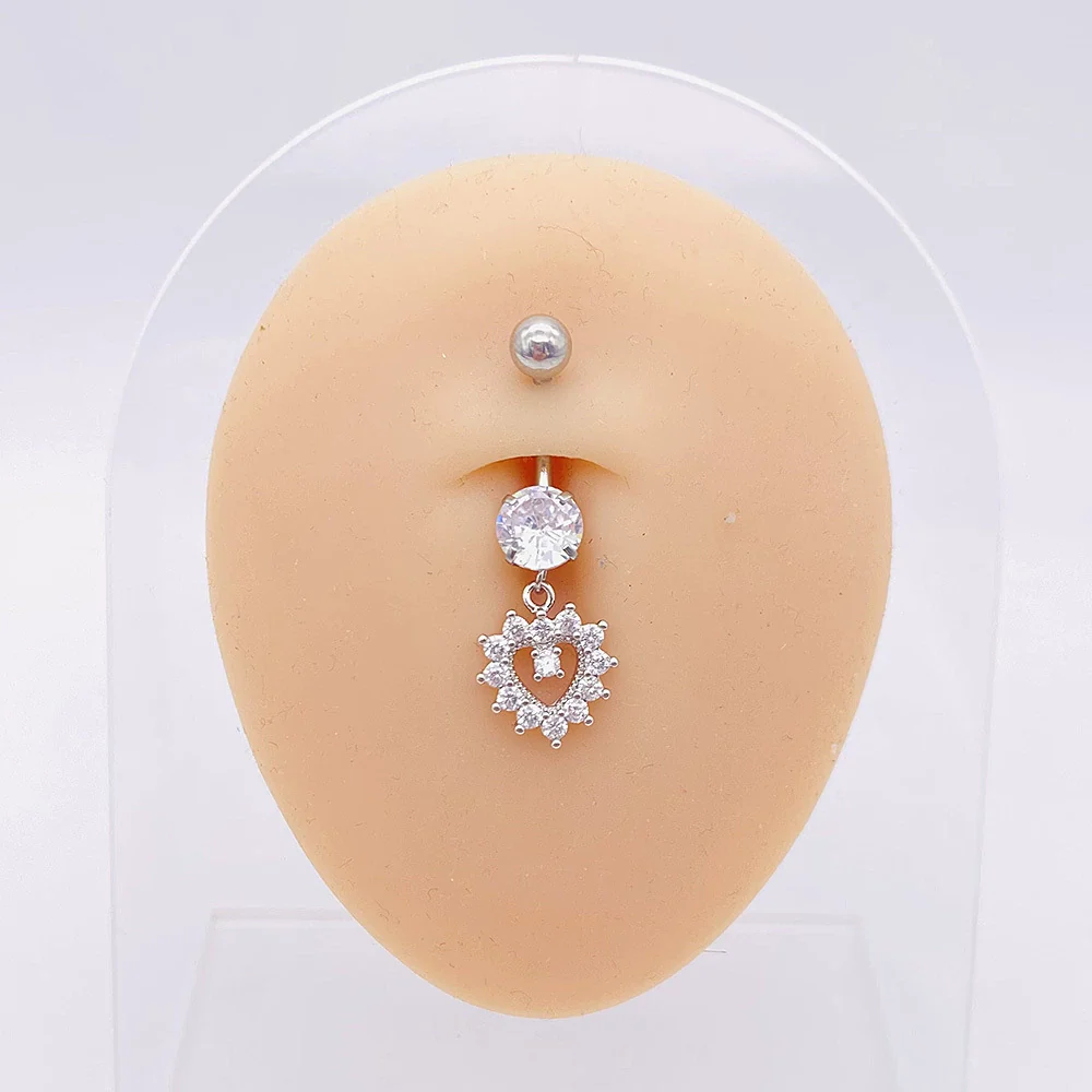 Stainless Steel Women's Body Piercing Jewelry Navel Ring With Heartshaped Butterfly Starshaped Leaves Pendant Alloy Inlaid Artificial And Semiprecious Stones Electroplated - Image 41