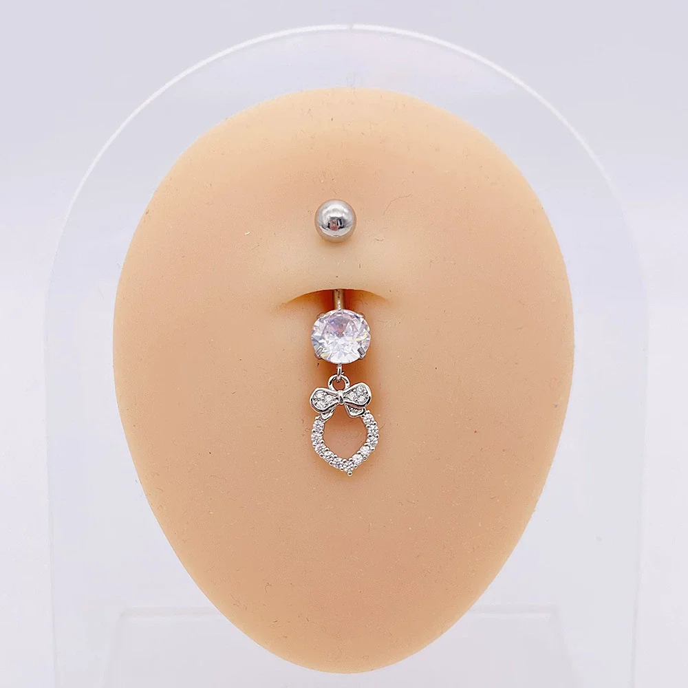 Stainless Steel Women's Body Piercing Jewelry Navel Ring With Heartshaped Butterfly Starshaped Leaves Pendant Alloy Inlaid Artificial And Semiprecious Stones Electroplated - Image 44