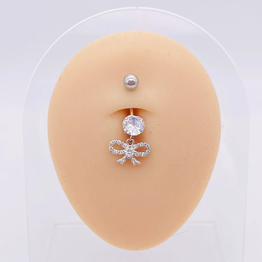 Stainless Steel Women's Body Piercing Jewelry Navel Ring With Heartshaped Butterfly Starshaped Leaves Pendant Alloy Inlaid Artificial And Semiprecious Stones Electroplated - Image 45