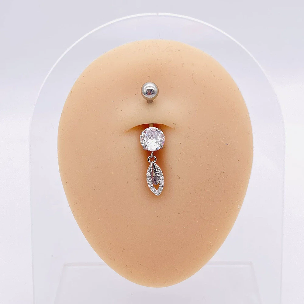 Stainless Steel Women's Body Piercing Jewelry Navel Ring With Heartshaped Butterfly Starshaped Leaves Pendant Alloy Inlaid Artificial And Semiprecious Stones Electroplated - Image 46