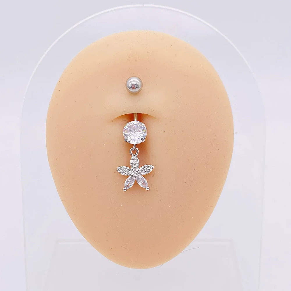 Stainless Steel Women's Body Piercing Jewelry Navel Ring With Heartshaped Butterfly Starshaped Leaves Pendant Alloy Inlaid Artificial And Semiprecious Stones Electroplated - Image 53