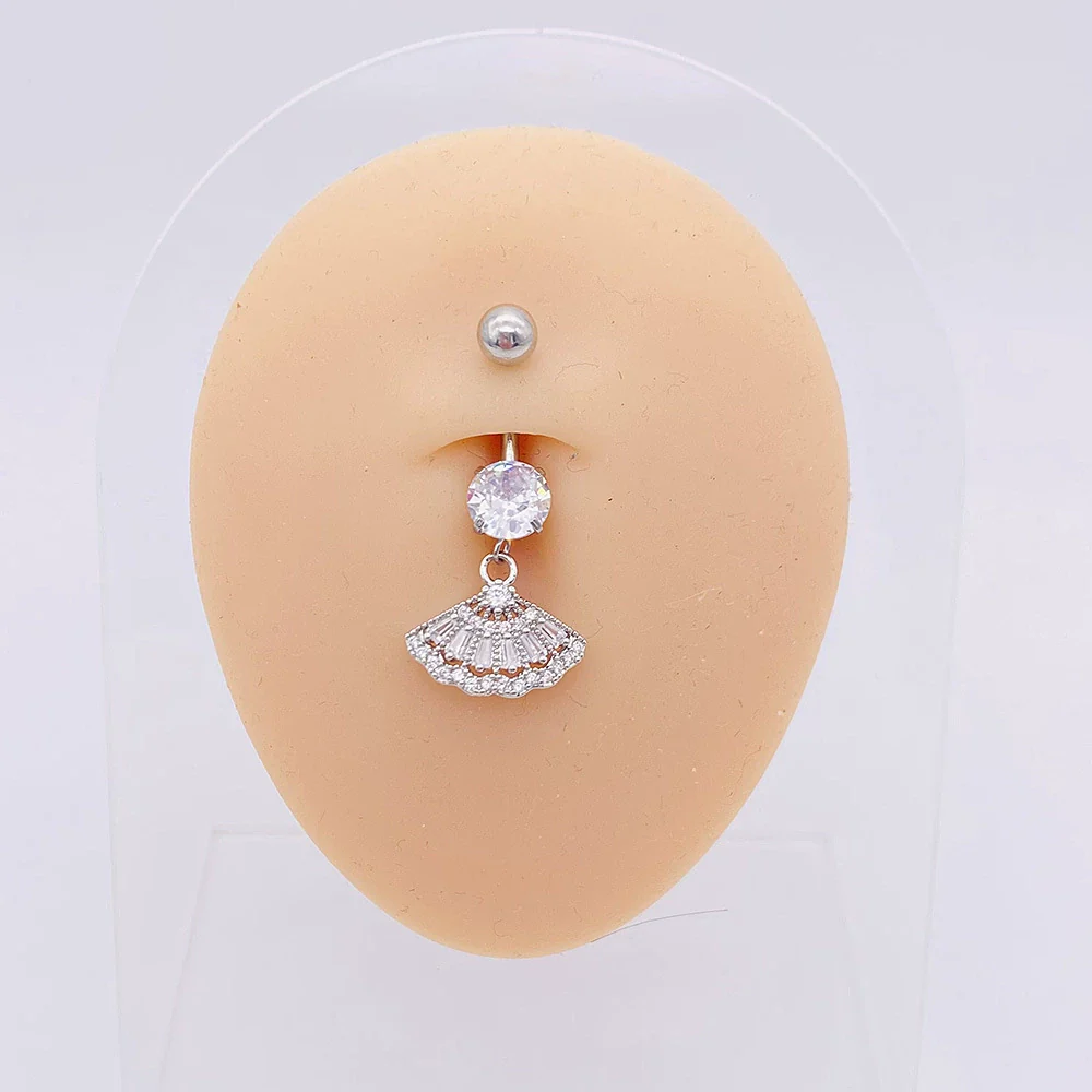 Stainless Steel Women's Body Piercing Jewelry Navel Ring With Heartshaped Butterfly Starshaped Leaves Pendant Alloy Inlaid Artificial And Semiprecious Stones Electroplated - Image 55