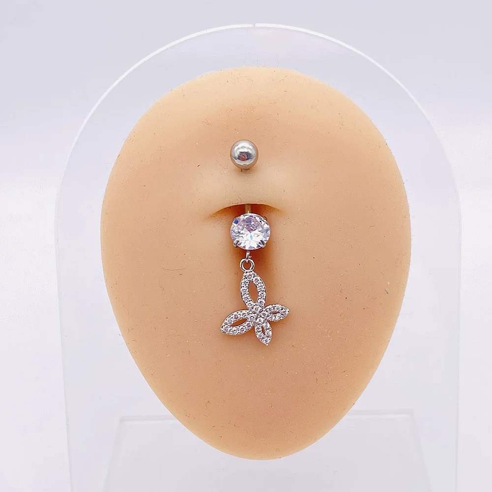 Stainless Steel Women's Body Piercing Jewelry Navel Ring With Heartshaped Butterfly Starshaped Leaves Pendant Alloy Inlaid Artificial And Semiprecious Stones Electroplated - Image 56