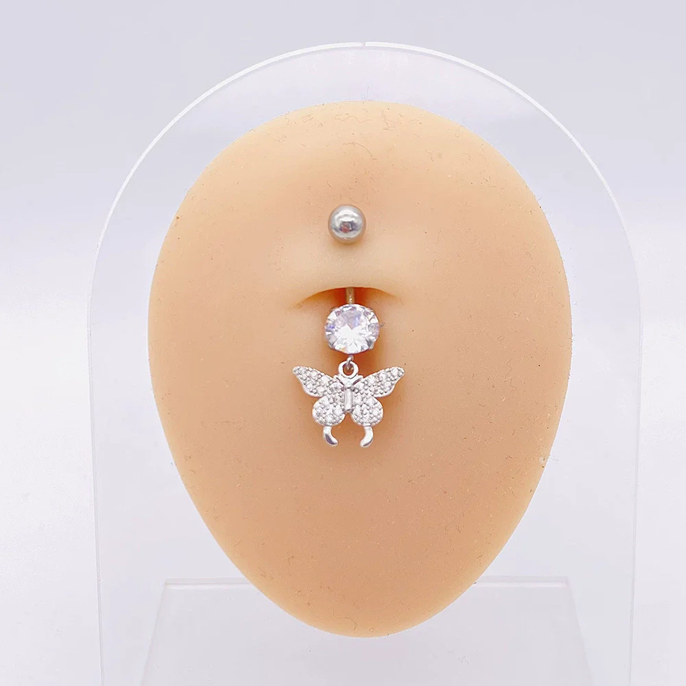 Stainless Steel Women's Body Piercing Jewelry Navel Ring With Heartshaped Butterfly Starshaped Leaves Pendant Alloy Inlaid Artificial And Semiprecious Stones Electroplated - Image 61