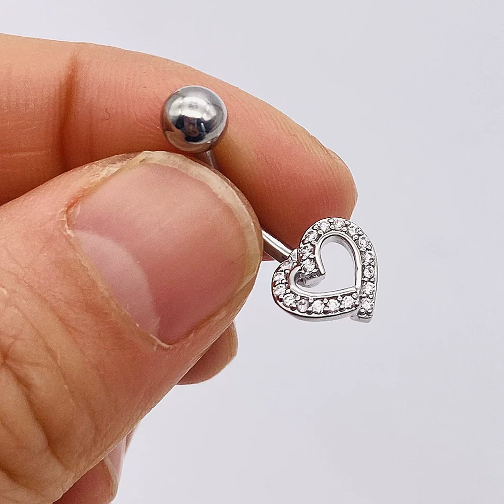 Stainless Steel Women's Body Piercing Jewelry Navel Ring With Heartshaped Butterfly Starshaped Leaves Pendant Alloy Inlaid Artificial And Semiprecious Stones Electroplated - Image 7