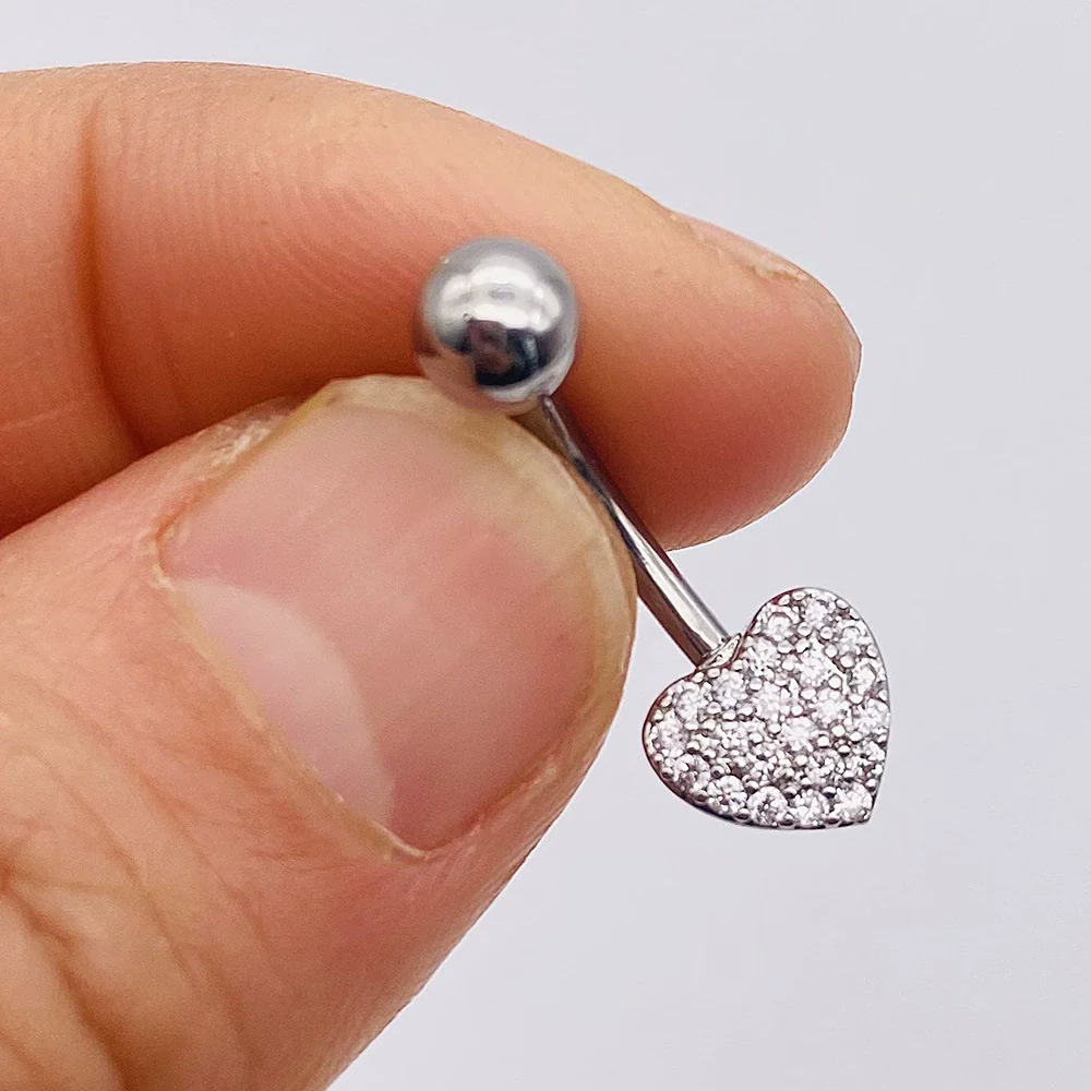 Stainless Steel Women's Body Piercing Jewelry Navel Ring With Heartshaped Butterfly Starshaped Leaves Pendant Alloy Inlaid Artificial And Semiprecious Stones Electroplated - Image 9