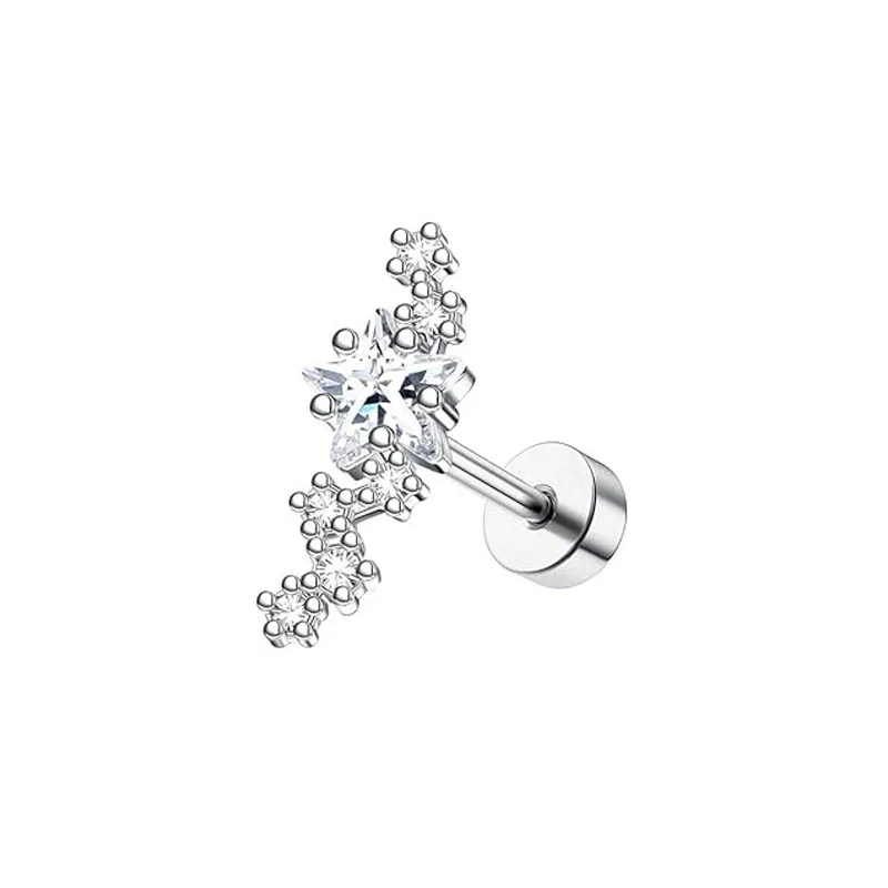 Stainless Steel Women's Star Shape Earrings With 14K Real Gold Plating - Image 20