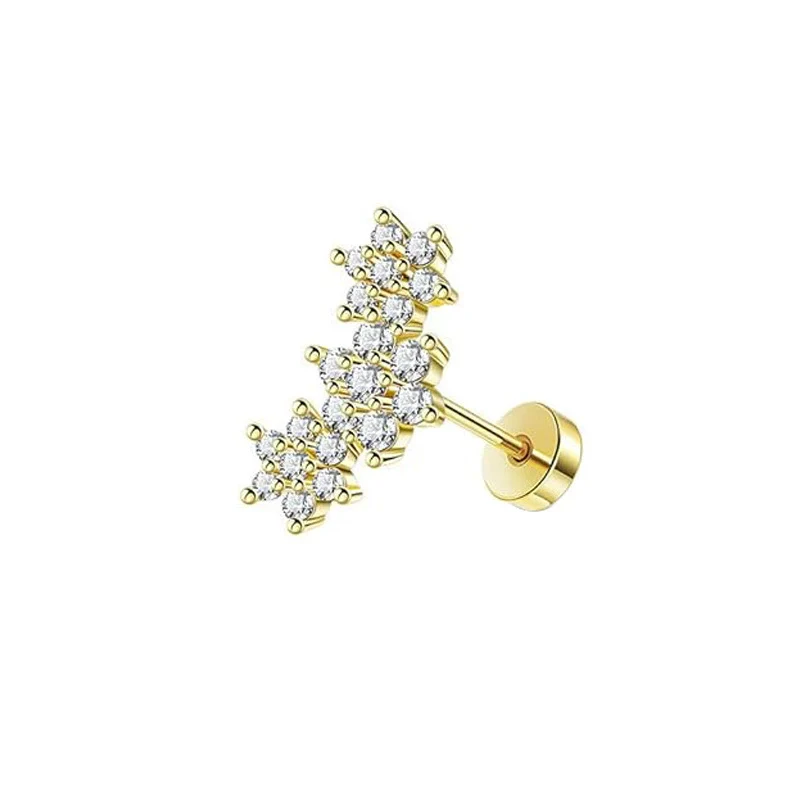 Stainless Steel Women's Star Shape Earrings With 14K Real Gold Plating - Image 7