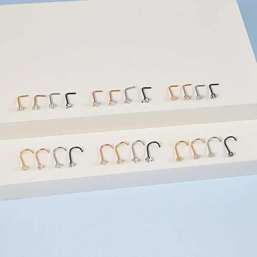 Stainless Steel Zircon Nose Ring Clawshaped Fivestar Love Sshaped Lshaped Electroplating Unisex - Image 4