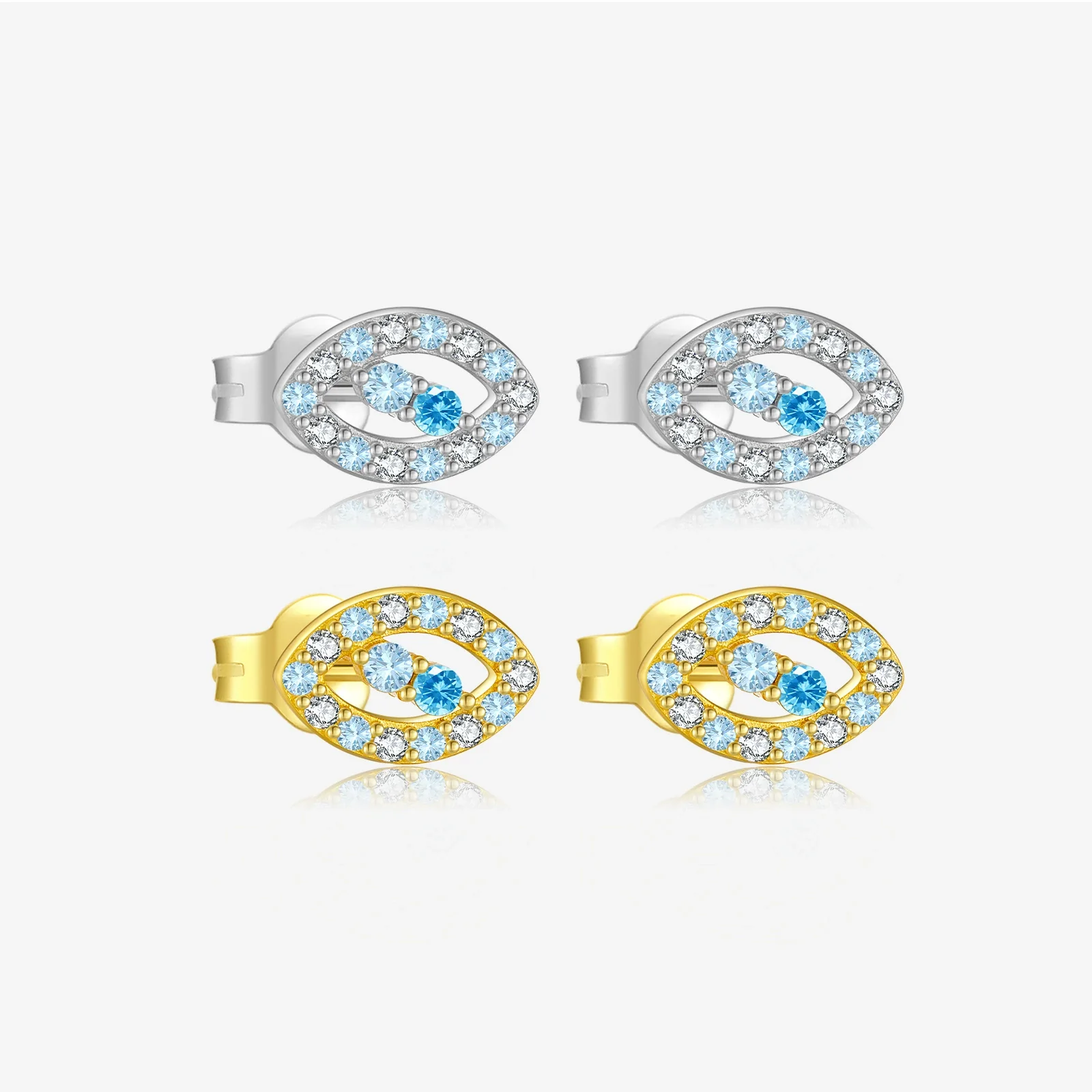 Sterling Silver 925 Earrings Electroplated Platinum 18K Gold Devil's Eye Minimalist Women's Ear Accessories