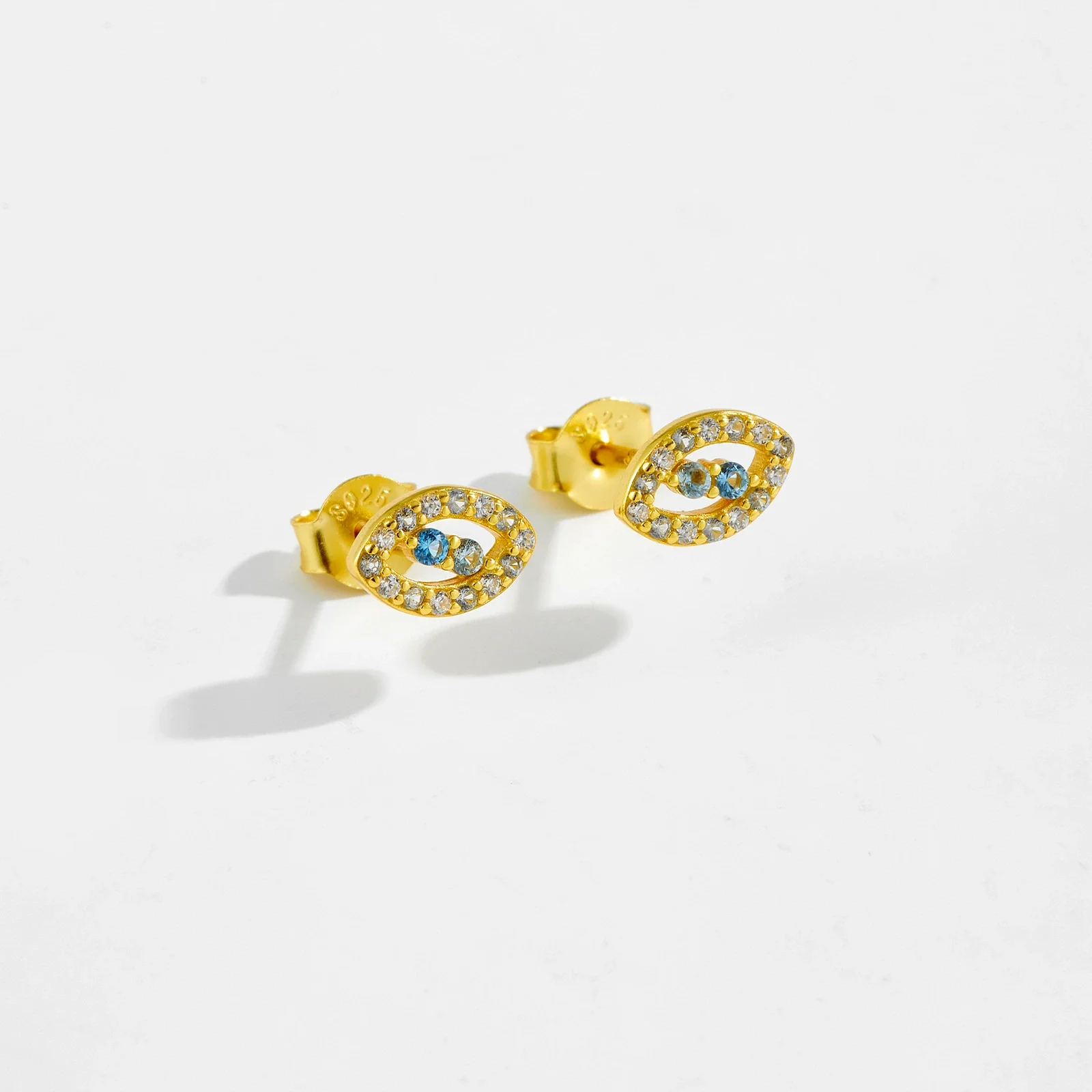 Sterling Silver 925 Earrings Electroplated Platinum 18K Gold Devil's Eye Minimalist Women's Ear Accessories - Image 3