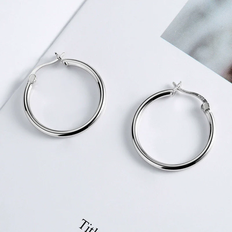 Sterling Silver 925 Geometric Hollow Ring Circle Earring With Electroplating - Image 8